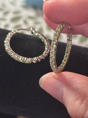QVC Genuine Peridot-Sterling Silver Hoop Earrings